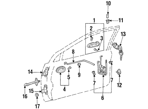 2000 Chevy Prizm Door & Components Diagram