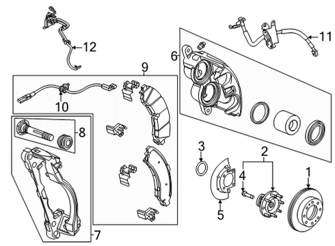 2020 GMC Sierra 2500 HD Front Brakes Diagram