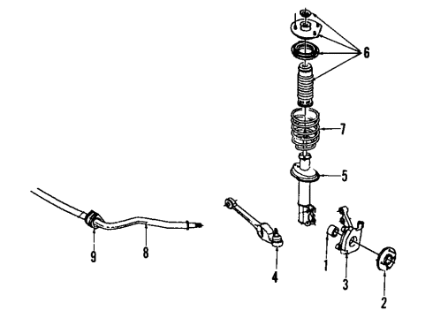 1999 Saturn SL Front Suspension Components, Lower Control Arm, Stabilizer Bar Diagram
