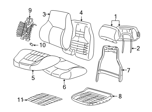 2001 Chevy Impala Seat Back Pad Diagram for 12457069