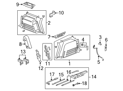 2009 Hummer H2 Interior Trim - Quarter Panels Diagram