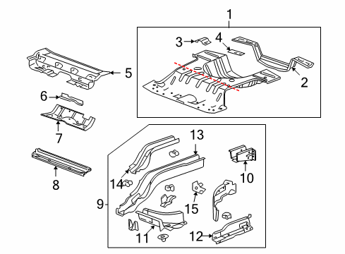 2010 Chevy Malibu Rear Body - Floor & Rails Diagram