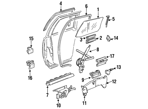 1994 Buick Roadmaster Rear Door - Glass & Hardware Diagram