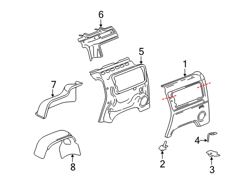 2005 Hummer H2 Quarter Panel & Components Diagram 2 - Thumbnail