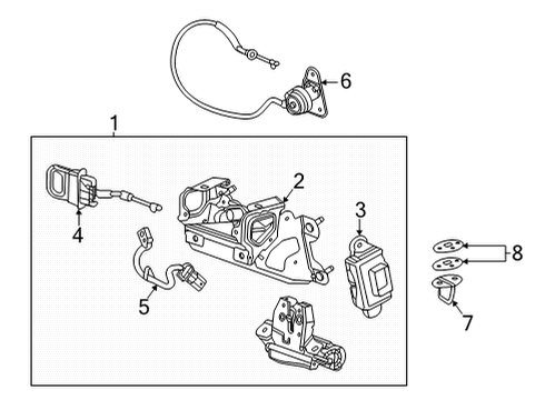 2021 Chevy Corvette Engine Lid Lock & Hardware Diagram