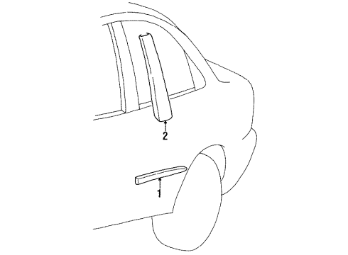 1998 Chevy Metro Body Side Molding, Rear Driver Side Diagram for 30015323