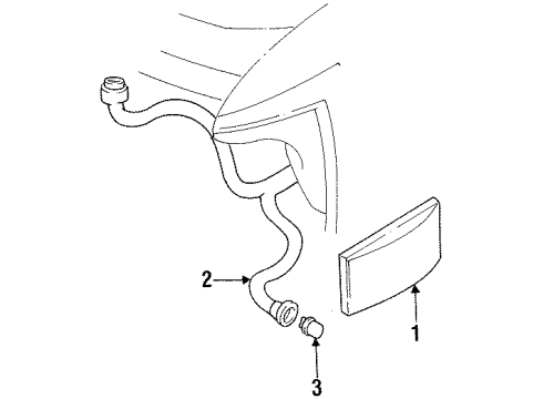 1993 Oldsmobile Cutlass Supreme Headlamp Components, Park & Signal Lamps, Side Marker Lamps Diagram