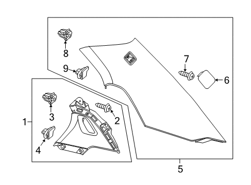2014 Chevy SS Interior Trim - Quarter Panels Diagram