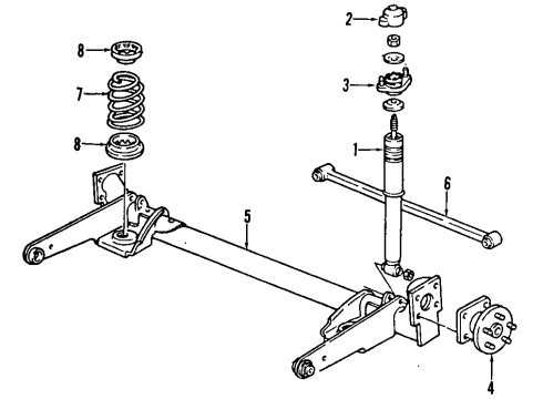 1995 Oldsmobile Silhouette Rear Axle, Ride Control, Suspension Components Diagram
