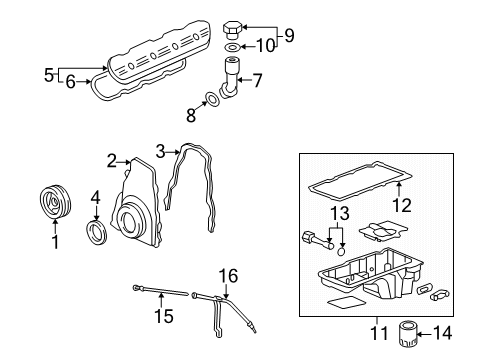 2011 GMC Sierra 1500 Engine Parts, Mounts, Cylinder Head & Valves, Camshaft & Timing, Oil Pan, Oil Pump, Balance Shafts, Crankshaft & Bearings, Pistons, Rings & Bearings Diagram