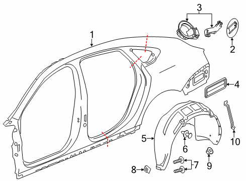 2019 Chevy Impala Quarter Panel & Components Diagram