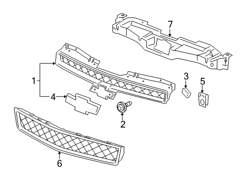 2010 Chevy Tahoe Grille & Components Diagram