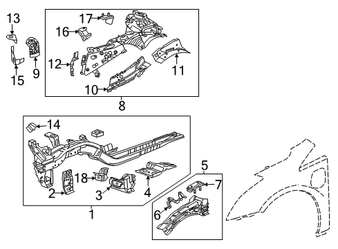 2015 Cadillac ELR Structural Components & Rails Diagram