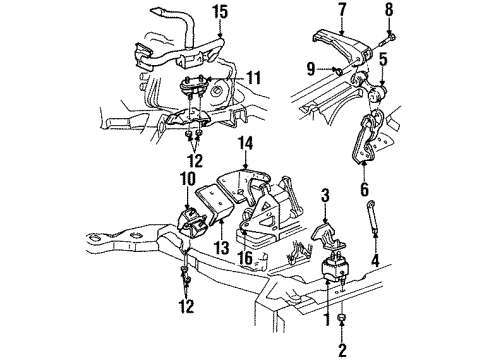 1995 Cadillac DeVille Engine & Trans Mounting Diagram