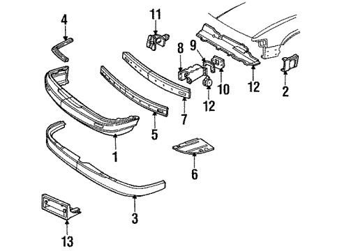 1985 Pontiac Grand Am Bumper Cover Diagram for 12334943