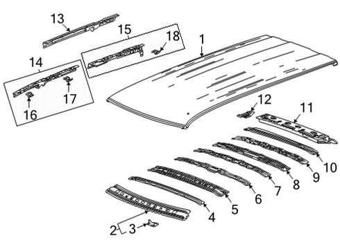 2023 Cadillac Escalade ESV Roof & Components Diagram