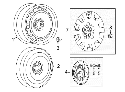 2013 Chevy Caprice Wheels, Covers & Trim Diagram