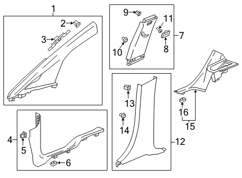 2019 Chevy Bolt EV Interior Trim - Pillars, Rocker & Floor Diagram