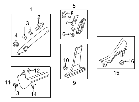 2014 Chevy Sonic Interior Trim - Pillars, Rocker & Floor Diagram