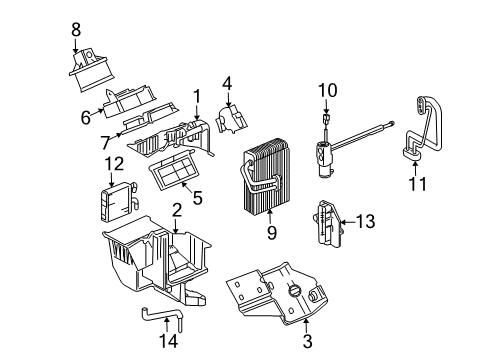 2006 Chevy Uplander A/C Evaporator & Heater Components Diagram