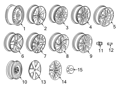 2014 Chevy Sonic Wheels, Covers & Trim Diagram