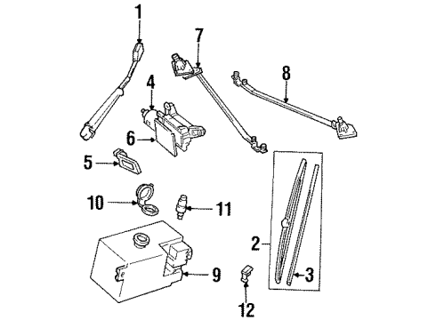 1993 GMC K2500 Wiper & Washer Components Diagram
