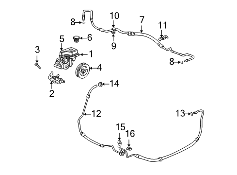 2000 Cadillac Seville P/S Pump & Hoses, Steering Gear & Linkage Diagram
