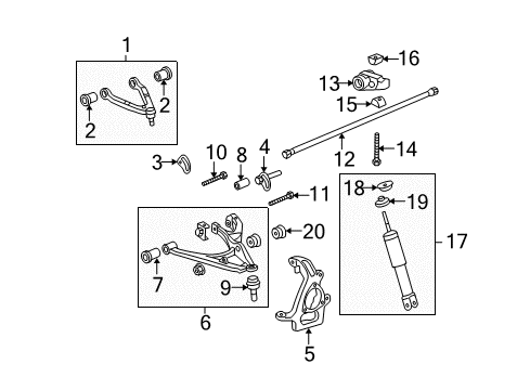 2008 Hummer H3 Upper Control Arm, Front Passenger Side Diagram for 19354097