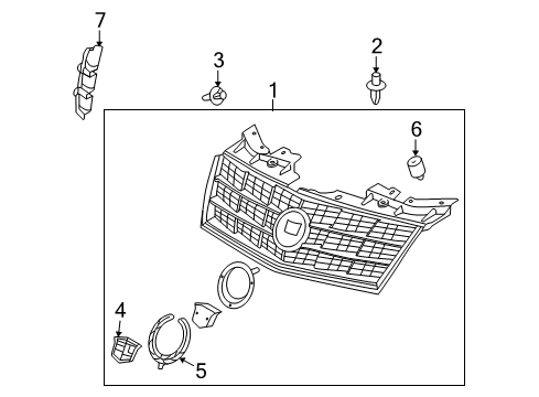 2008 Cadillac STS Grille & Components Diagram