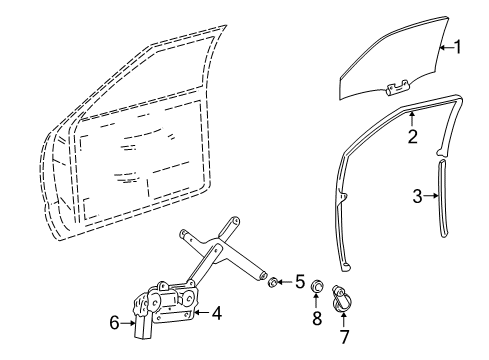 2000 GMC Sonoma Front Door - Glass & Hardware Diagram
