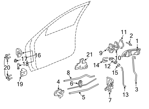 2002 Chevy Cavalier Front Door - Lock & Hardware Diagram