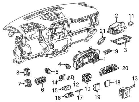 2023 GMC Sierra 3500 HD Cluster & Switches, Instrument Panel Diagram