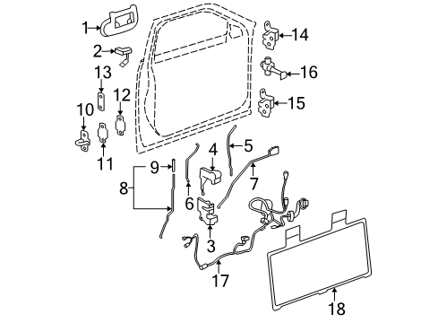 2007 Cadillac DTS Front Door - Lock & Hardware Diagram
