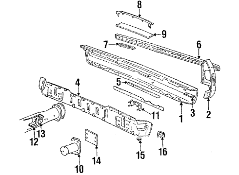 1992 Cadillac Brougham Reflector, Rear Diagram for 5975485