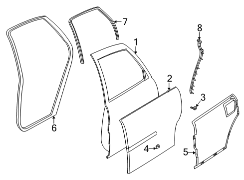 2000 Saturn LS2 Lower Weatherstrip, Driver Side Diagram for 22673749