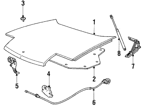1990 Buick Reatta Hood & Components Diagram