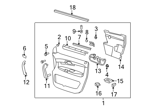 2008 Saturn Outlook Interior Trim - Front Door Diagram