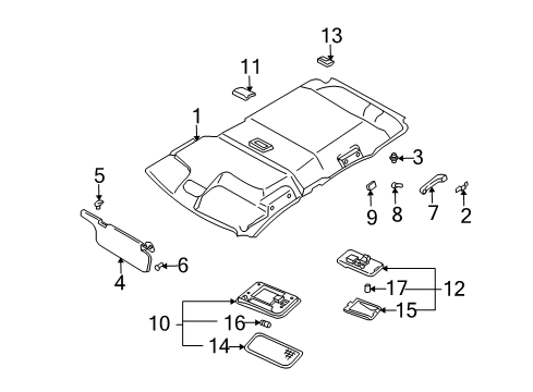 2000 Chevy Tracker Interior Trim - Roof Diagram