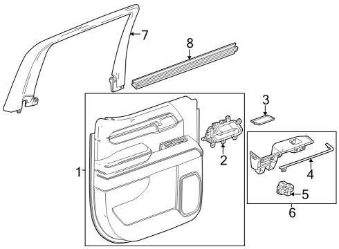 2024 Chevy Silverado 2500 HD Interior Trim - Rear Door Diagram 2 - Thumbnail