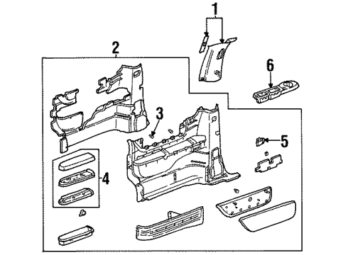 1997 Oldsmobile Silhouette Cup Holder, Rear Driver Side Diagram for 10284839