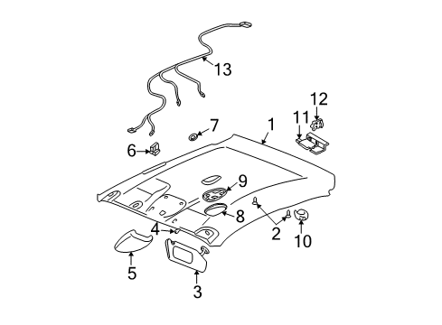 2001 Pontiac Grand Am Interior Trim - Roof Diagram