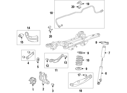 2014 Buick LaCrosse Shock Absorber, Rear Upper Passenger Side Diagram for 22932446