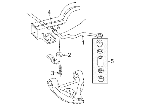 1996 GMC Jimmy Stabilizer Bar & Components - Front Diagram