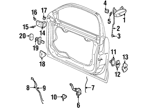1999 Oldsmobile Cutlass Door & Components Diagram