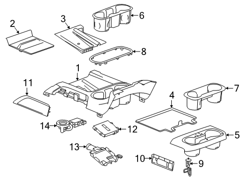 2021 GMC Sierra 1500 Center Console Diagram