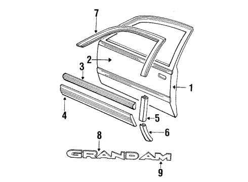 1986 Pontiac Grand Am Reveal Molding, Front Passenger Side Diagram for 20432592