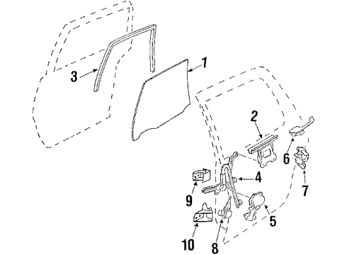 1985 Buick Electra Rear Door - Glass & Hardware Diagram