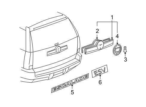 2008 Cadillac Escalade ESV Exterior Trim - Lift Gate Diagram