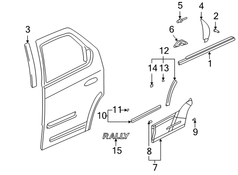 2005 Pontiac Aztek Exterior Trim - Rear Door Diagram