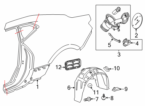 2017 Chevy Camaro Quarter Panel & Components Diagram